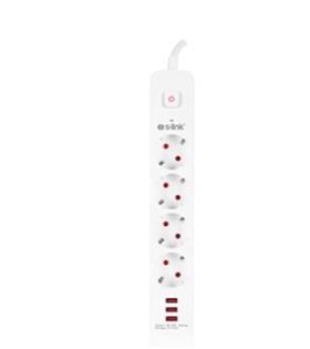 S-link SPG403U 1.5m 1.5mm 100 yüzde  Bakır 750 Joule 3 Usb 5V2.4A 4lü Anahtarlı Akım Korumalı Priz