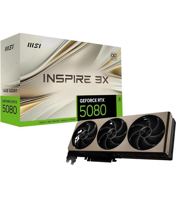 Msi GeForce RTX5080 16G INSPIRE 3X OC 16GB GDDR7, DPx3, HDMIx1, DLSS 4 Ekran Kartı