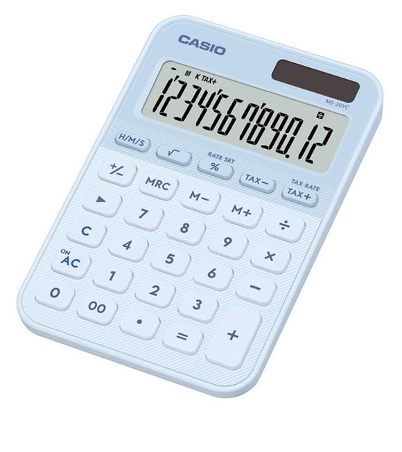 Casio MS-20YC-LB 12 Hane Açık Mavi Masa Üstü Hesap Makinesi