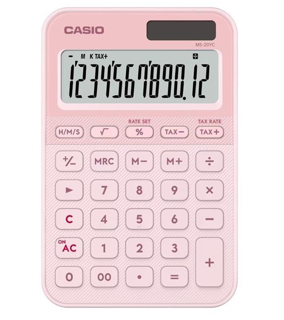 Casio MS-20YC-LP 12 Hane Açık Pembe Masa Üstü Hesap Makinesi