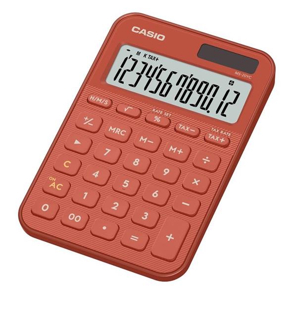 Casio MS-20YC-RD 12 Hane Kırmızı Masa Üstü Hesap Makinesi