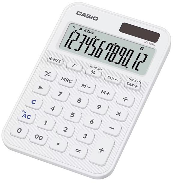 Casio MS-20YC-WE 12 Hane Beyaz Masa Üstü Hesap Makinesi