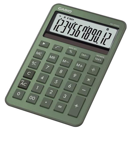 Casio MS-200DQ-GN 12 Hane Puslu Yeşil Üstü Hesap Makinesi