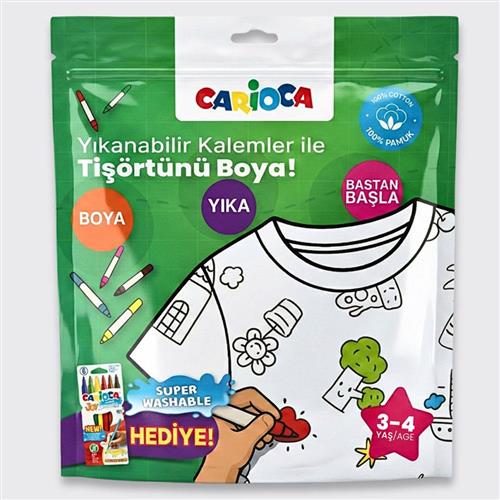Carioca Boyanabilir Tişört-Keçeli Kalem 3-4 Yaş Ln-80005 Okula Dönüş Kampanyası Boya Gereçleri
