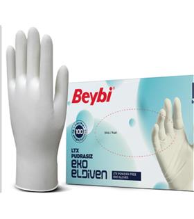 Beybi Lateks Pudrasız Eko (S) Small Beden Muayene Eldiven 100lü Paket Süpermarket
