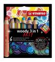 Stabilo Woody 3in1 Arty 6 Lı +Kalemtıraş Boya Kalemleri