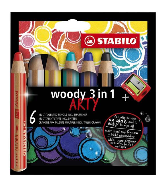Stabilo Woody 3in1 Arty 6 Lı +Kalemtıraş Boya Kalemleri
