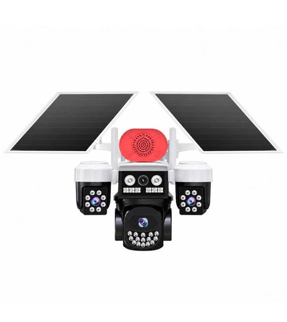 Joysee S3 9Mp AOR 4G 3.6mm+2x2.8mm 2 Solar Üç Kamera 19IR+18Led PTZ Kamera Güvenlik Kameraları