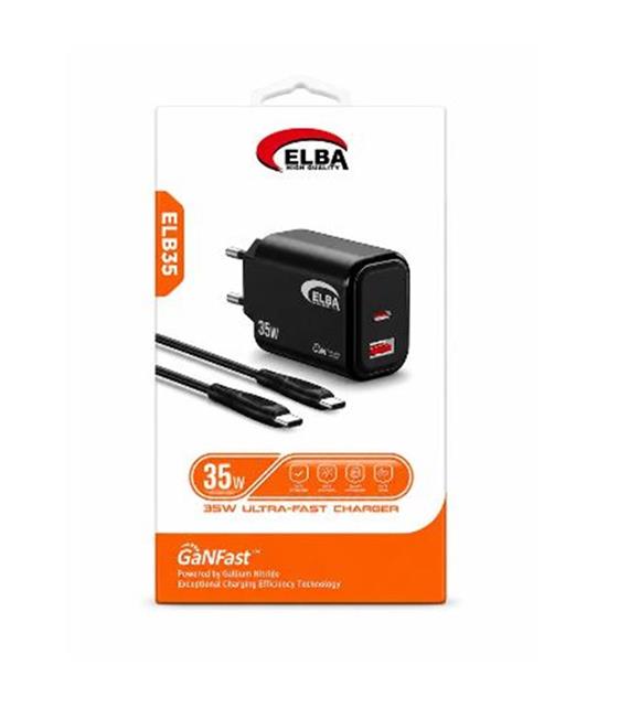 Elba Elb35 35W Siyah Ev Şarj Kafa+ Type c to Type c Kablo ( GANFAST Teknoloji ) Şarj Aleti Kategori Dışı