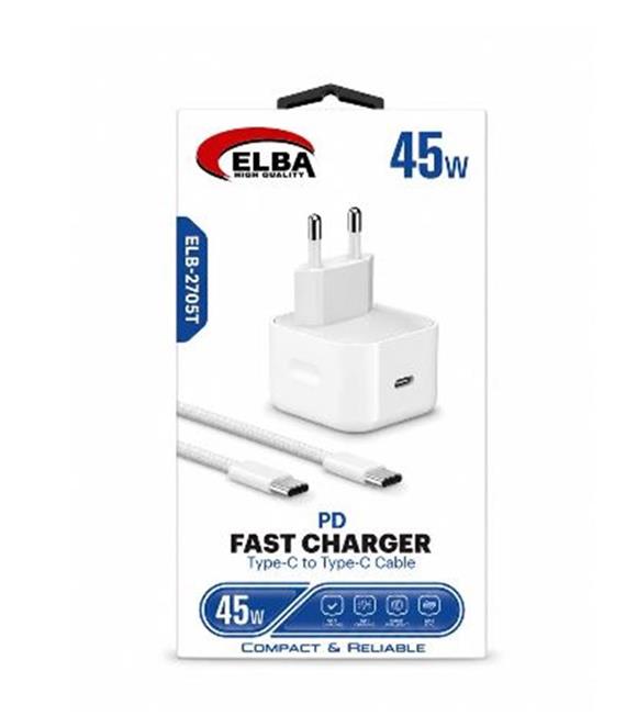 Elba ELB-2705t 45W Beyaz Type- C To Type-C İos Set Cep Telefonu Aksesuarları
