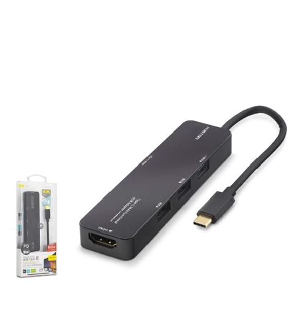 İetop iETOP TUH305 Type-C 3.2 Gen1 Combo Hub PD HDMI 4K 5 Port 5 Gbps Siyah Çevirici ve Konnektörler