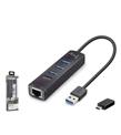 İetop iETOP RJ4503 USB Type-C 3.2 Gen1 Combo Anahtarlı Hub Gigabit LAN 4 Port 5 Gbps Siyah Çevirici ve Konnektörler