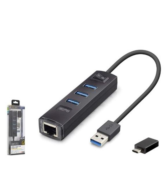 İetop iETOP RJ4503 USB Type-C 3.2 Gen1 Combo Anahtarlı Hub Gigabit LAN 4 Port 5 Gbps Siyah Çevirici ve Konnektörler