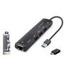 iETOP HDX7897 USB Type-C 3.2 Gen1 Combo Hub Gigabit LAN 4 Port 5 Gbps Siyah