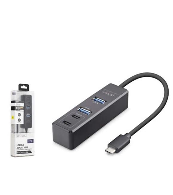 İetop iETOP TU1009 Type-C 3.2 Gen2 Hub 4 Port 10 Gbps Siyah Çevirici ve Konnektörler