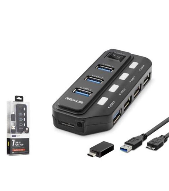 İetop iETOP U332 USB Type-C 3.2 Gen1 Anahtarlı Hub 7 Port 5 Gbps Siyah USB Aksesuarları