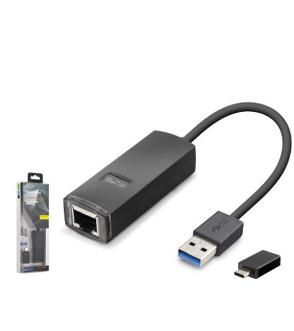 İetop iETOP LAN03 USB 3.1 Type-C Gen1 Ethernet Adaptör Gigabit Siyah Çevirici ve Konnektörler