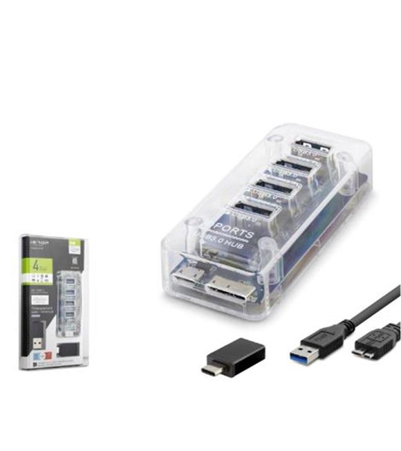 İetop iETOP U336 USB Type-C 3.1 Gen1 Hub 4 Port 5 Gbps Şeffaf Çevirici ve Konnektörler