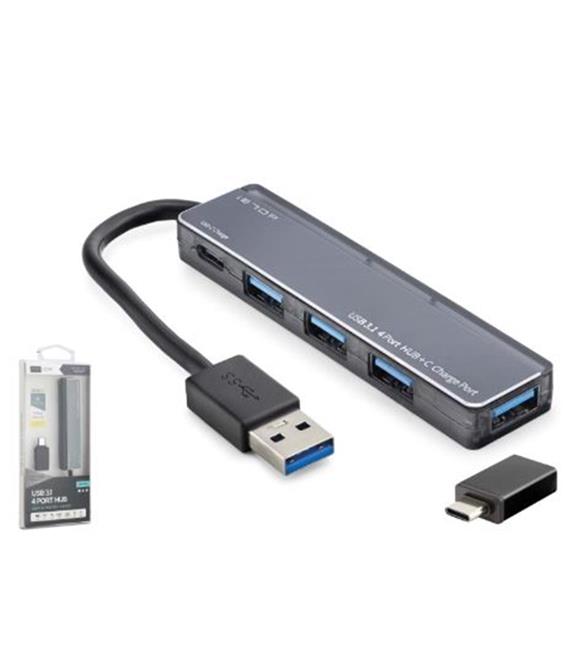 İetop iETOP TU360 USB Type-C 3.1 Gen1 Hub 4 Port 5 Gbps Gri Çevirici ve Konnektörler