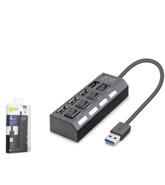 İetop iETOP U3202 USB 3.0 Anahtarlı Hub 4 Port 5 Gbps Siyah USB Aksesuarları