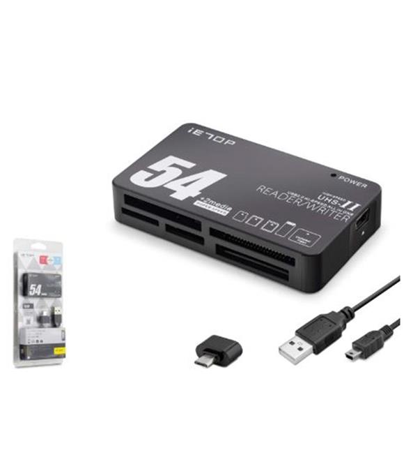 İetop iETOP TC209 USB Type-C All in One Kart Okuyucu SD MicroSD MMC MS 480 Mbps Siyah Kart Okuyucular