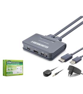 HADRON HDX1427 DisplayPort KVM Switch 2 Console USB Harici Butonlu Dahili Kablolu 2 DP Siyah Çevirici Ve Konnektörler