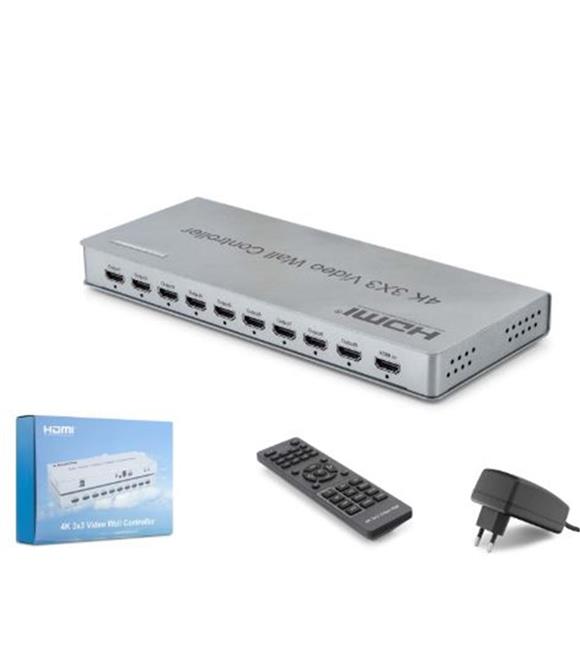 HADRON HDX1434 HDMI Video Wall Controller Kumandalı 4K 9 Ekran Gri HDMI Switch ve Çoklayıcı