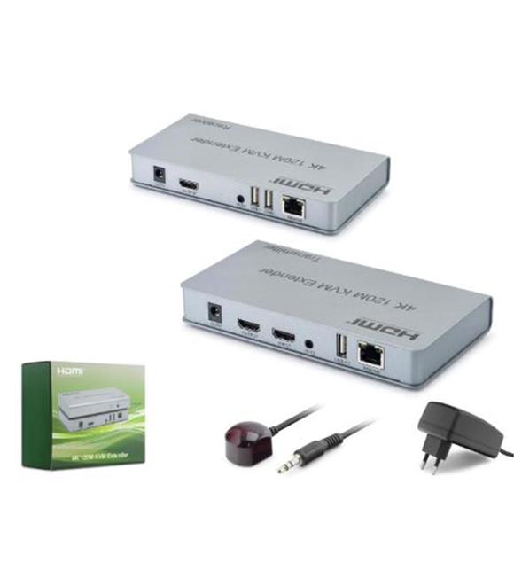 HADRON HDX1423 HDMI KVM Extender Loop Out IR 4K 30 Hz 120 m Gri Sinyal Uzatıcı(Extender)