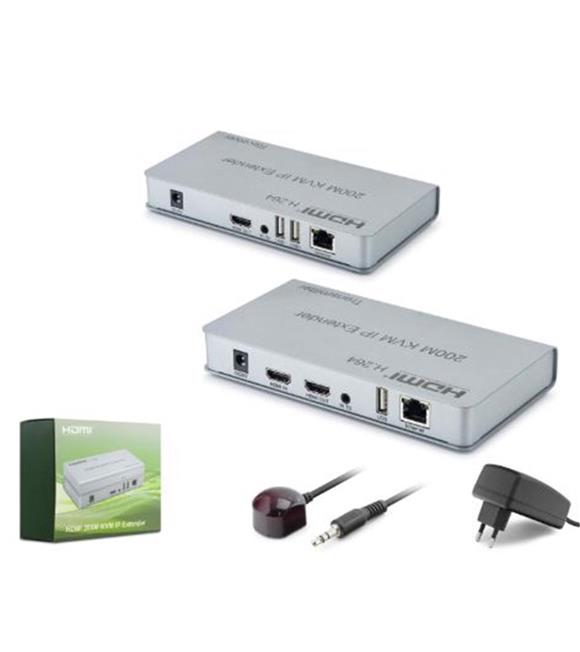 HADRON HDX1424 HDMI KVM IP Extender H.264 Loop Out IR 1080p 60 Hz 200 m Gri Sinyal Uzatıcı(Extender)