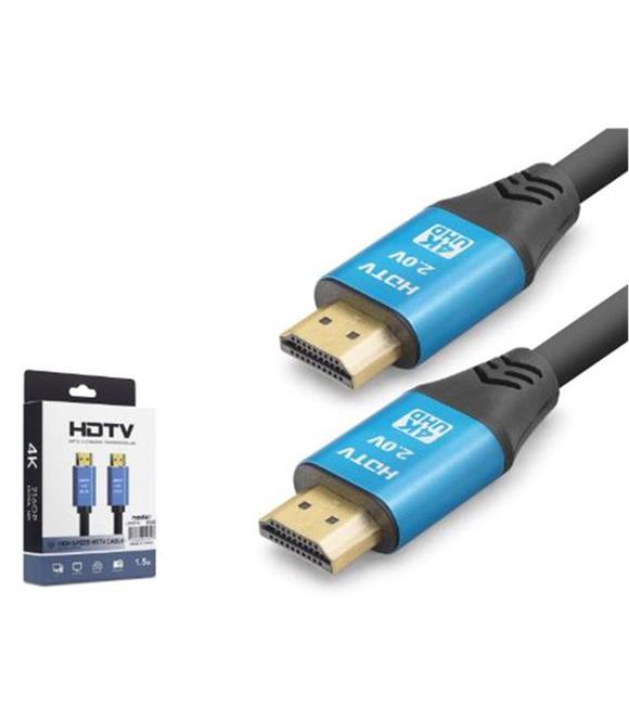 Hadron NODAR ND4050 HDMI 2.0 Kablo 4K 60 Hz OD 8.0 mm 1.5 m Siyah Mavi Görüntü Aktarıcılar