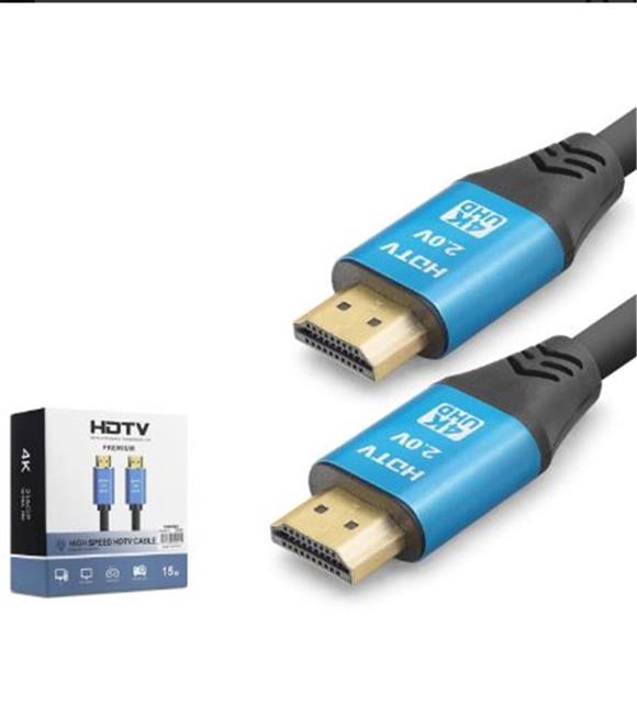 Hadron NODAR ND4054 HDMI 2.0 Kablo 4K 60 Hz OD 8.0 mm 15 m Siyah Mavi Görüntü Aktarıcılar