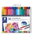 Staedtler Steadtler MarsGraphic Duo Fırçalı keçeli Kalem 1.0-6.0mm 36 lı Keçeli Kalemler