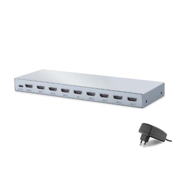 HADRON HDX1430 HDMI Splitter EDID 4K 60 Hz 1 Giriş 8 Çıkış Gri HDMI Switch ve Çoklayıcı