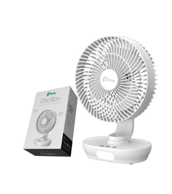 Feny FN-F88 Oscilla 3 Kademe Hız Ayarlı 180° 3000 Mah Şarjlı 8"Masüstü Vantilatör 150° Salınım Vantilatörler