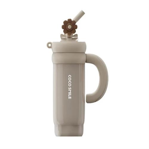 Vagonlife Cocosmile CS-8826 950ml Pipetli Bej Rengi Çelik Termos Okula Dönüş Kampanyası Mataralar