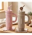 Vagonlife Cocosmile CS-8826 950ml Pipetli Pembe Çelik Termos Mataralar