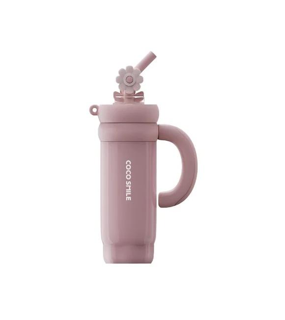 Vagonlife Cocosmile CS-8826 950ml Pipetli Pembe Çelik Termos Mataralar