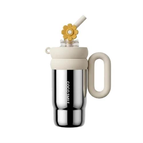 Vagonlife Cocosmile CS-8827 760ml Pipetli Gümüş Çelik Termos Okula Dönüş Kampanyası Termos Matara
