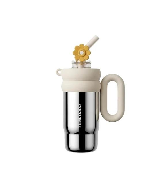 Vagonlife Cocosmile CS-8827 760ml Pipetli Gümüş Çelik Termos