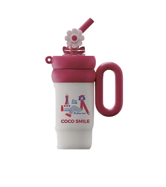 Vagonlife Cocosmile CS-8827 760ml Pipetli Pembe Çelik Termos