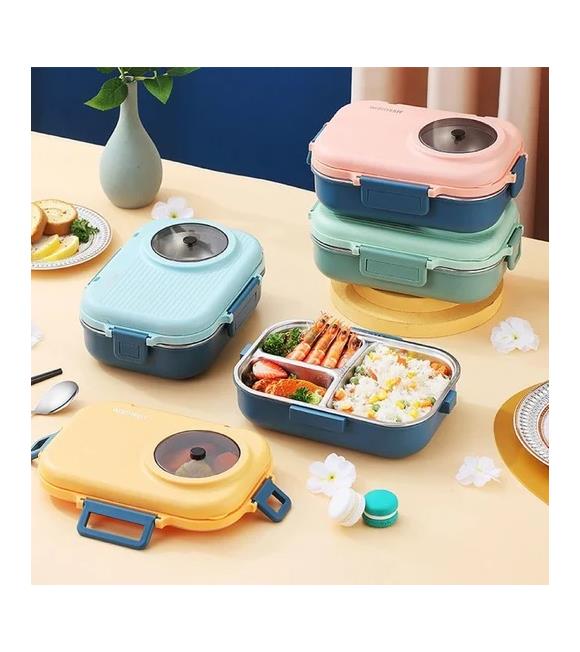 Vagonlife BL70100 900ml Pembe Çelik Beslenme Kutus Beslenme Çantaları