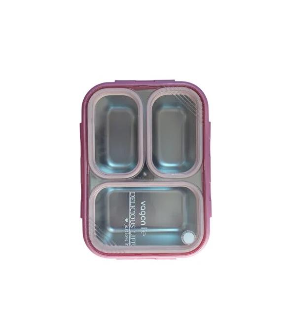 Vagonlife XC-7097 620ml Pembe Çelik Beslenme Kutusu Beslenme Çantaları