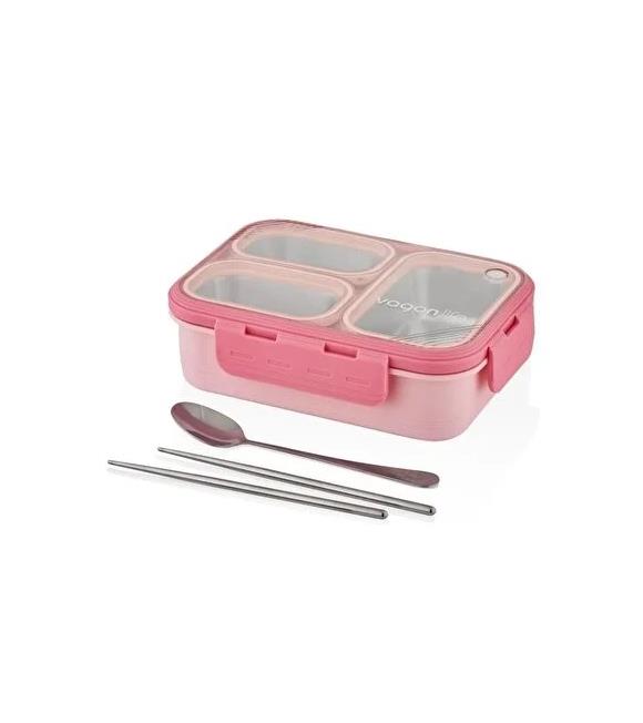 Vagonlife XC-7097 620ml Pembe Çelik Beslenme Kutusu Beslenme Çantaları