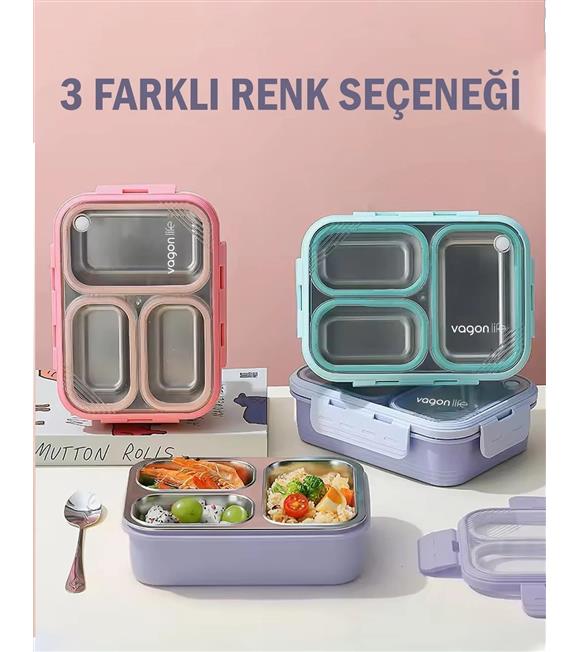 Vagonlife XC-7097 620ml Lila Çelik Beslenme Kutusu Beslenme Çantaları