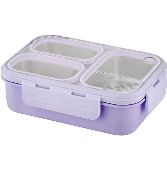 Vagonlife XC-7097 620ml Lila Çelik Beslenme Kutusu Beslenme Çantaları