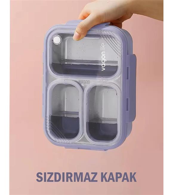 Vagonlife XC-7097 620ml Lila Çelik Beslenme Kutusu Beslenme Çantaları