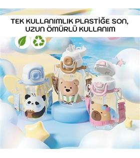 Vagonlife Diller D2582 650ml Çift Kullanım Pipetli Askılı Mavi Tritan Matara Yeni Gelenler