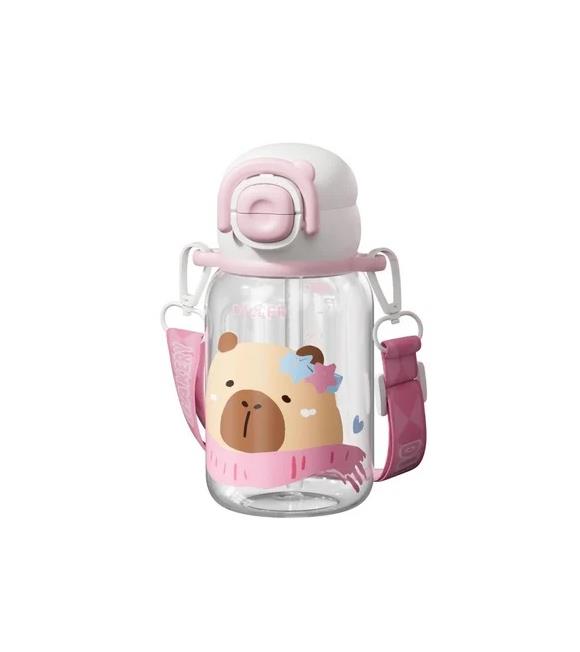 Vagonlife Diller D2582 650ml Çift Kullanım Pipetli Askılı Pembe Tritan Matara Mataralar