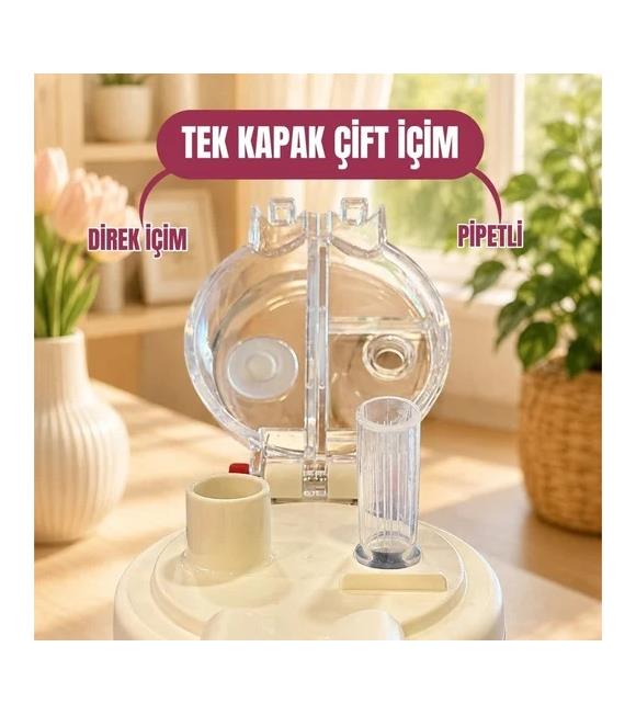 Vagonlife Diller D9363 490ml Çift Kullanım Pipetli Askılı Kırmızı Çelik Termos