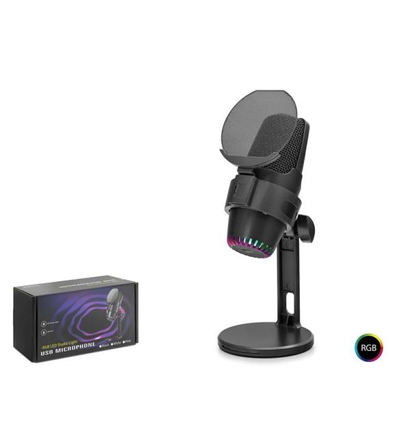 HADRON M9 Gaming RGB Masaüstü Mikrofon Pop Filtreli Type-C 48kHz 16Bit Siyah